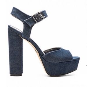 NEW CIRCUS BY SAM EDELMAN COSMO PLATFORM DENIM BLUE HIGH HEEL 9.5 MINT CONDITION